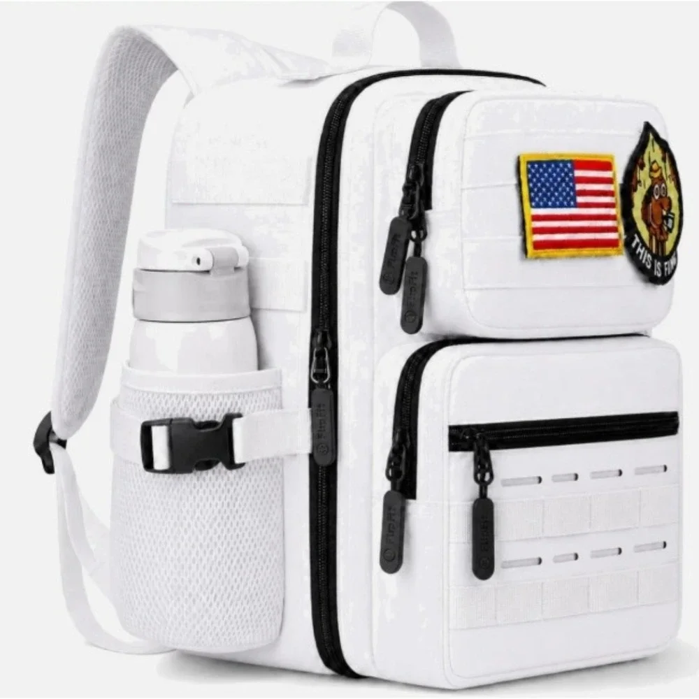 FlipFit Mini Backpack Unisex 9L White Tactical MOLLE Water Resistant